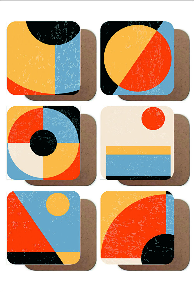 Boho Themed Set of 6 Wooden Coasters