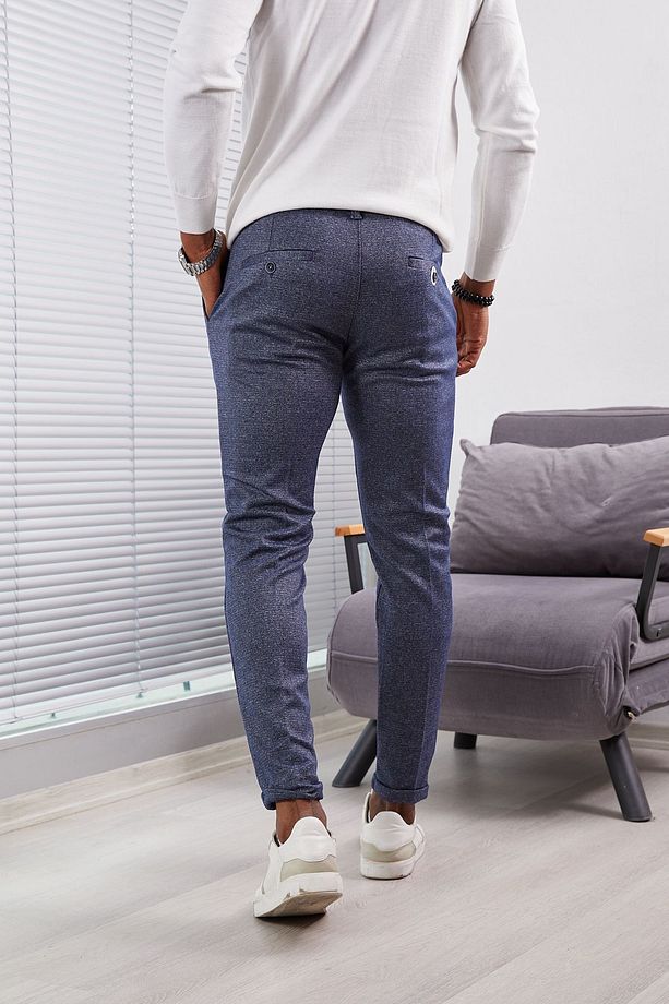 Kışlık Erkek Slım Fıt Yüksek Kaliteli Jogger Pantolon Likralı Pileli Duble Paça Örme kumaş - 6