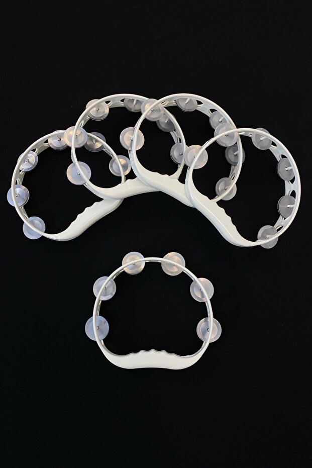 White Bride Bridal Bridesmaid Tambourine, Henna Night Wedding Circumcision Bride Plastic Tambourine with Bell, 5 Pieces