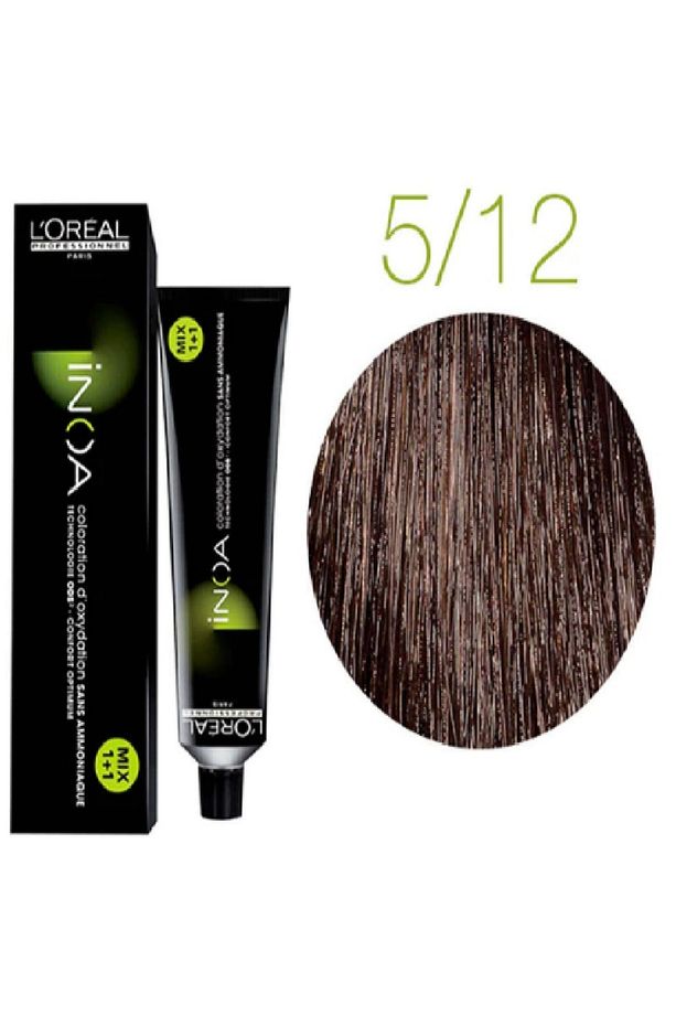 Inoa Yağ ile Güçlendirilmiş Gliserinli Saç Boyası 5.12 Açık Kahve Küllü İrize 60 gr. ECBeauty.X168 - 5