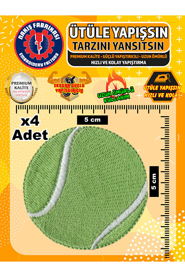 Iron-On Embroidered Patch Rigging Veil, Tennis Ball (4 PCS), Domestic Embroidery Patch
