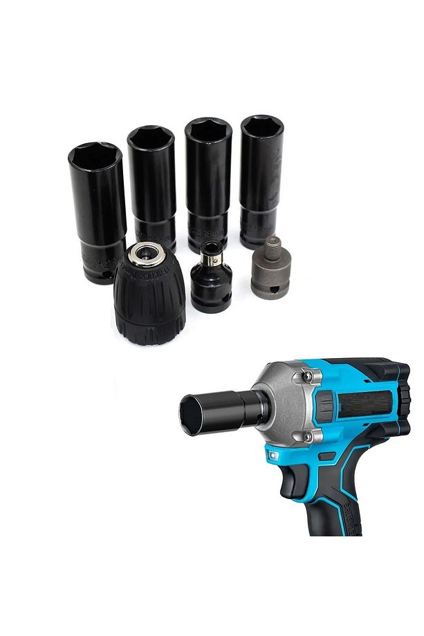 Somun Sökme Sıkma Torklu Makine Için 4lü Lokma Seti Mandren Ve Bits Adaptör 1/2 Bijon - 1