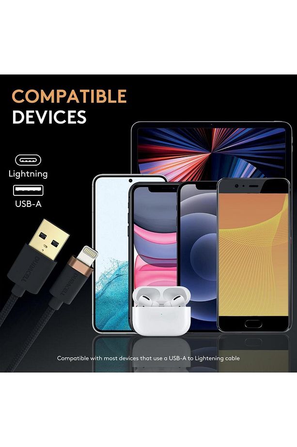 0,3m Lightning to USB-A Örgülü Şarj Kablosu - Siyah - 5