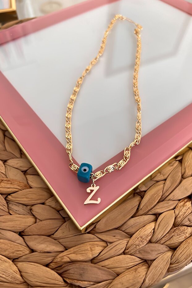 Nostalgia Beaded Z Letter Scrunch Chain Necklace