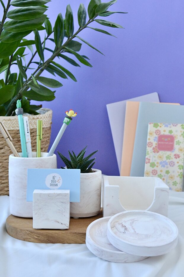 قاعدة أكواب مزدوجة منقوشة بالرخام - 5