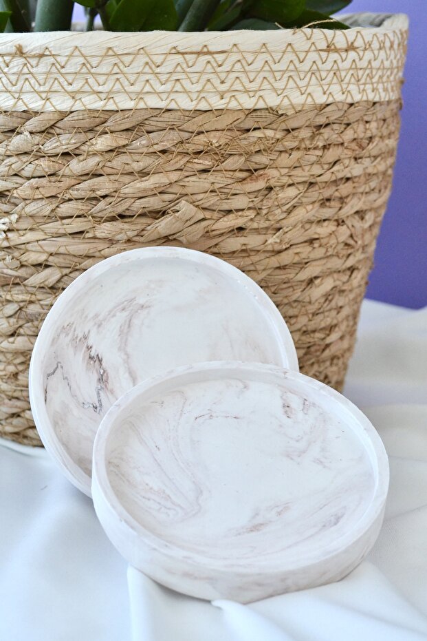 قاعدة أكواب مزدوجة منقوشة بالرخام - 1