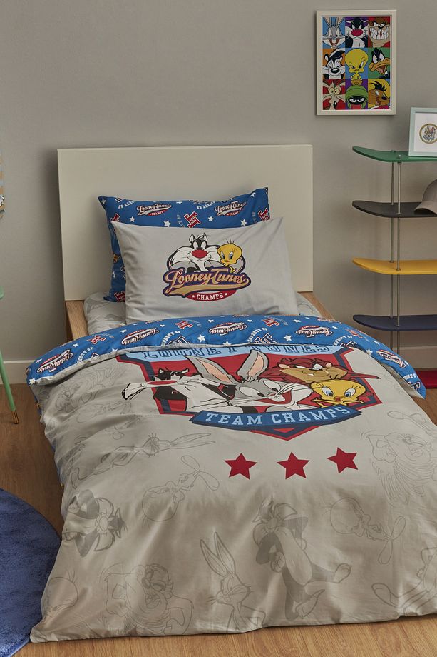 Looney Tunes Team Champs %100 Pamuk Tek Kişilik Nevresim Takımı - 1