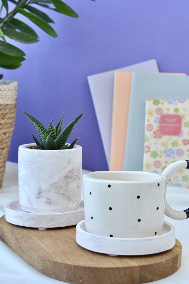 قاعدة أكواب مزدوجة منقوشة بالرخام - 4