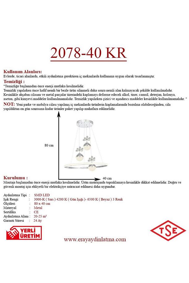 2078-40 KR 3 Toplu Led Krom Avize - 3