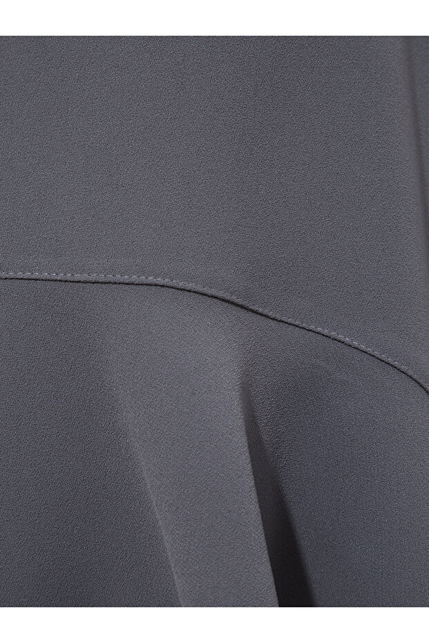 Volanlı Mini Etek - Gri - 3