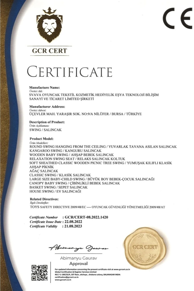 Tavana Asılan Ev Tipi Çocuk Salıncağı - Yuvarlak Bebek Çocuk Hamak Salıncak - 5