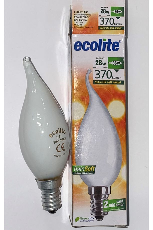 Halojen Mum Ampul - Kıvrık Buji Ampul - Sarı Işık Dim Edilir Soft 5 Adet - 3