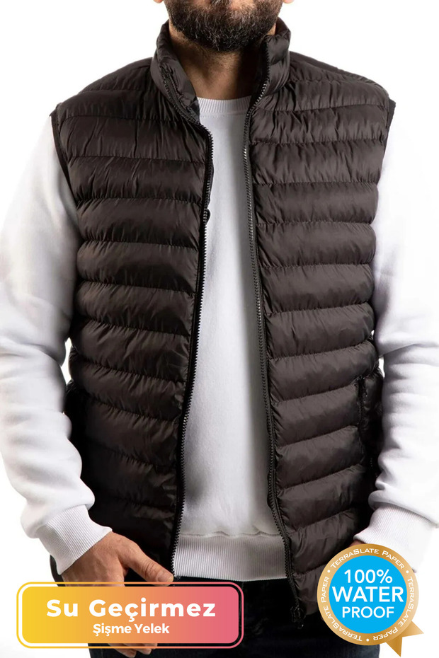 New Season Comfort Model Black Puffer Jacket Water Wind And Cold Proof Men's Puffer Vest