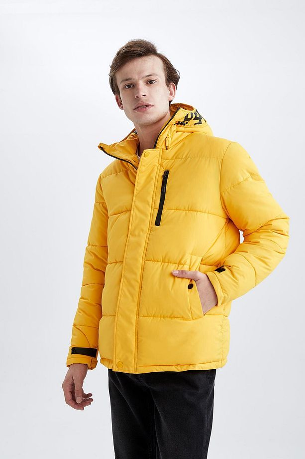 Regular Fit Dik Yaka su Itici Isı Yalıtımlı Warmtech şişme Mont - 3
