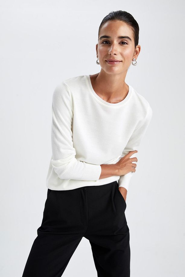 Regular Fit Bisiklet Yaka Ekstra Yumuşak Kaşmir Dokulu Basic Kazak F7091az22wn - 6