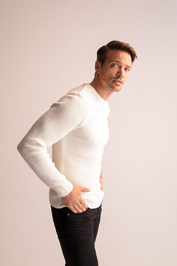 Regular Fit Bisiklet Yaka Triko Kazak - 4