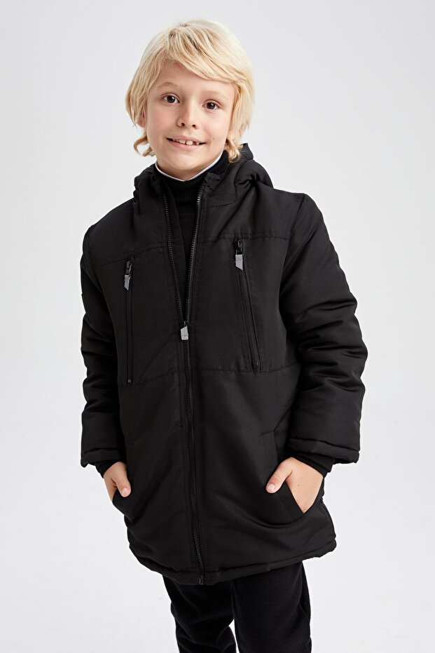 Boy's Plush Lined Hooded Coat
