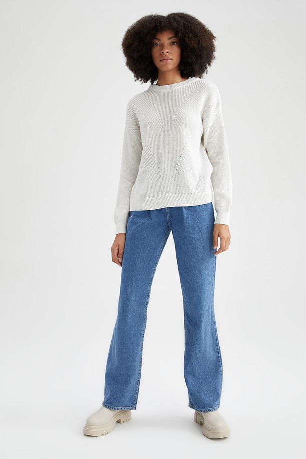 Regular Fit Basic düz Selanik Örgülü Triko Kazak H6905az22au - 2