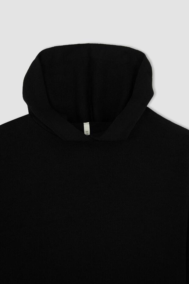 Oversize Fit Kapüşonlu Kazak - 6