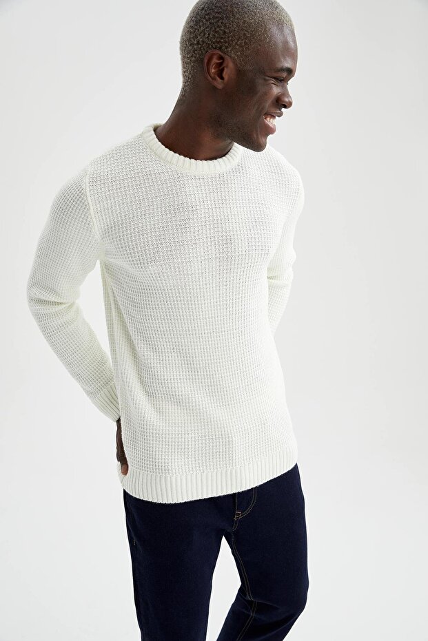 Regular Fit Bisiklet Yaka Triko Kazak - 7
