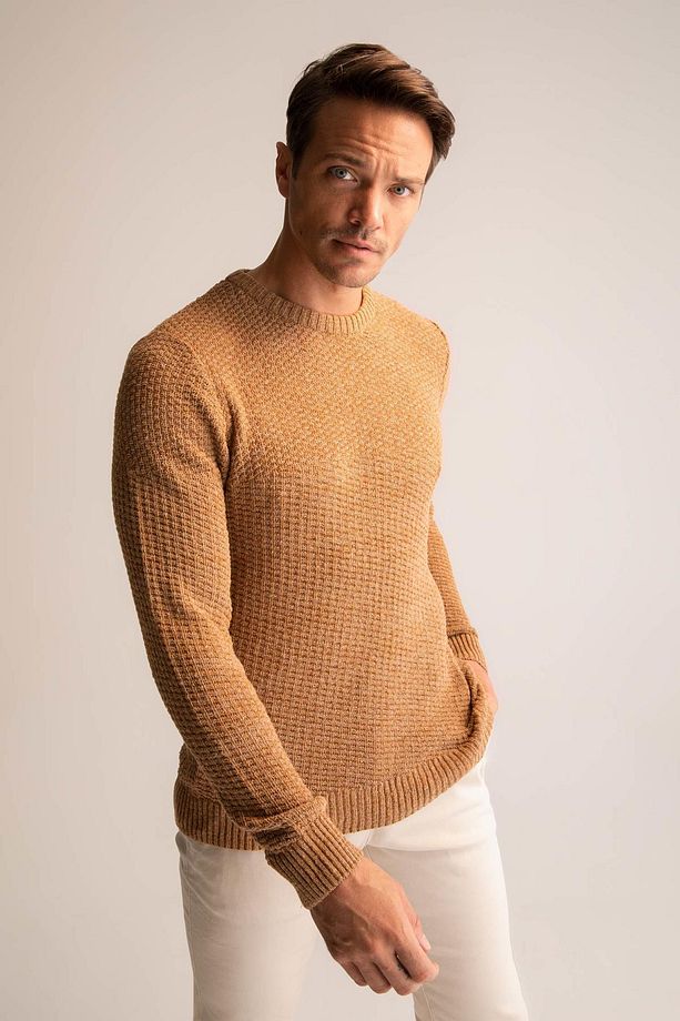 Regular Fit Bisiklet Yaka Triko Kazak - 1