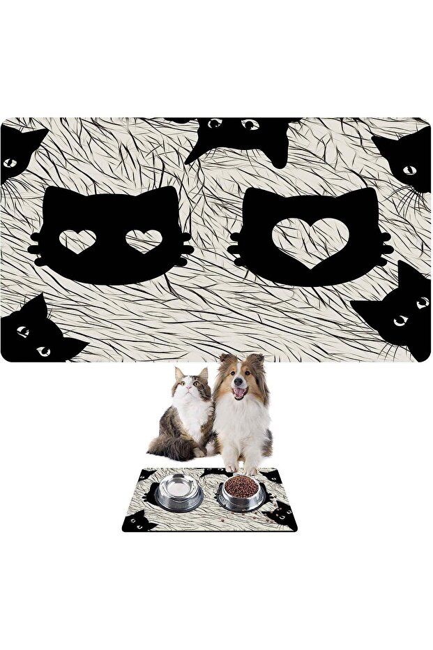Food and Water Pet Feeding Mat, Easy Cleaning Absorbent Waterproof Fabric, Small Medium