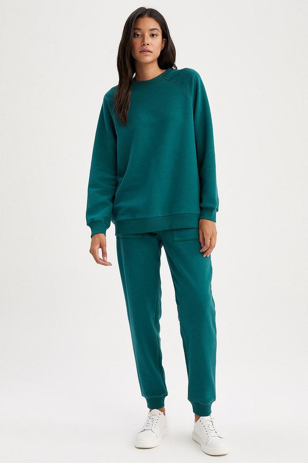 Oversize Fit Bisiklet Yaka Kalın Sweatshirt Kumaşı Sweatshirt - 5