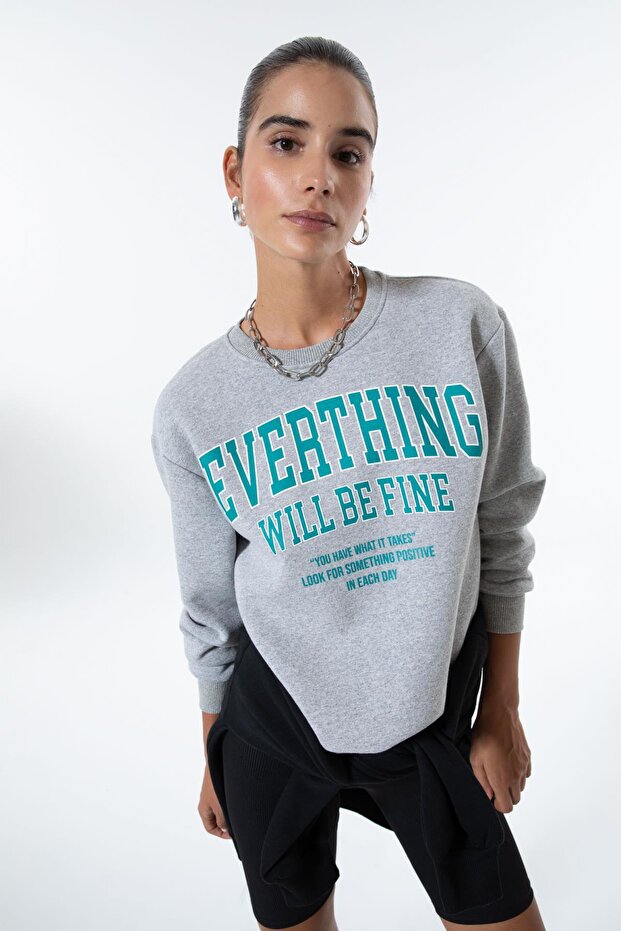 Regular Fit Bisiklet Yaka Kalın Kumaş Sweatshirt - 4