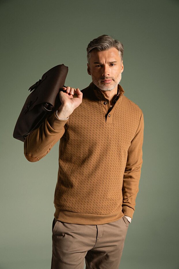 Regular Fit Half Turtleneck Selanik Fabric Sweatshirt