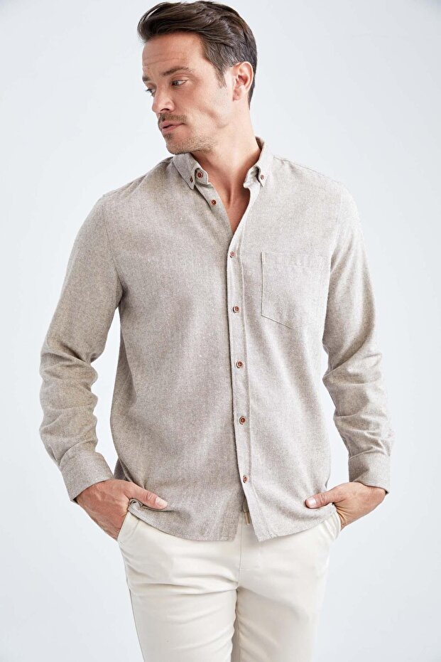 Regular Fit Flanel Uzun Kollu Gömlek - 4