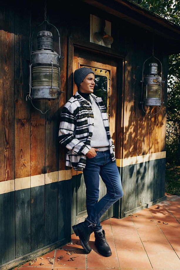 Oversize Fit Kareli Oduncu Uzun Kollu Gömlek Ceket - 2