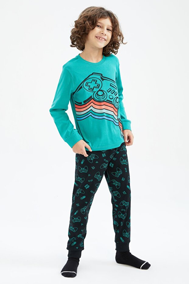 Boy's Printed Long Sleeve Pajama Set