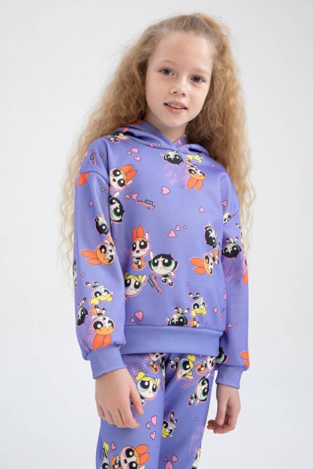 Girl's Powerpuff Girls Hooded Patterned Sweatshirt