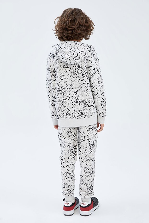 Boy's Hooded Patterned Sweatshirt - 4