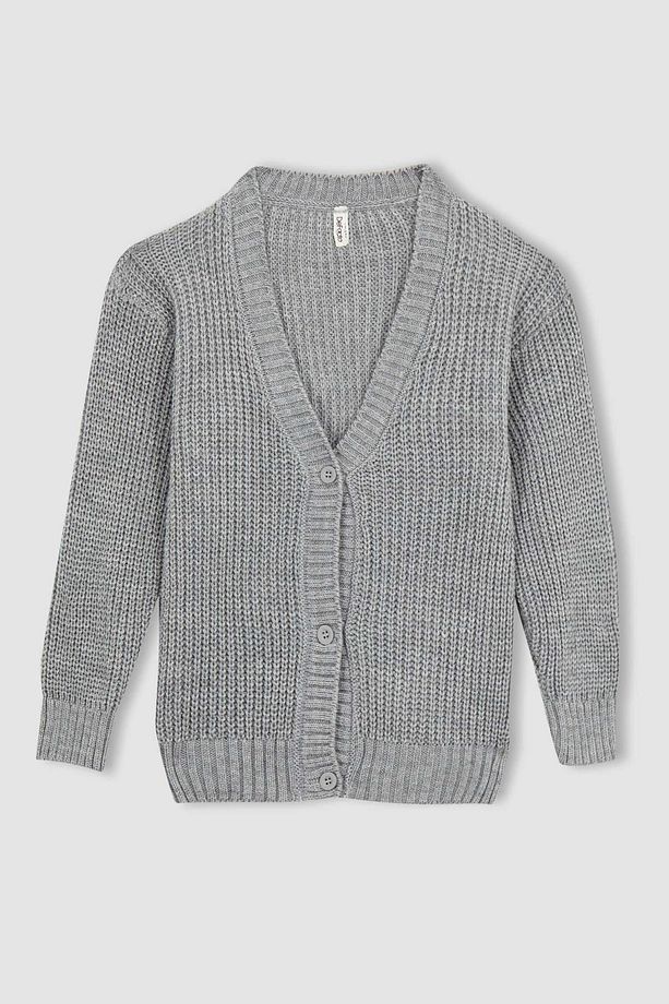 Kız Çocuk Regular Fit V Yaka Triko Hırka - 7