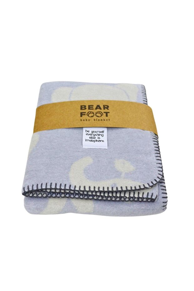 بطانية أطفال قطنية من Bear Foot باللون الأزرق 100*75