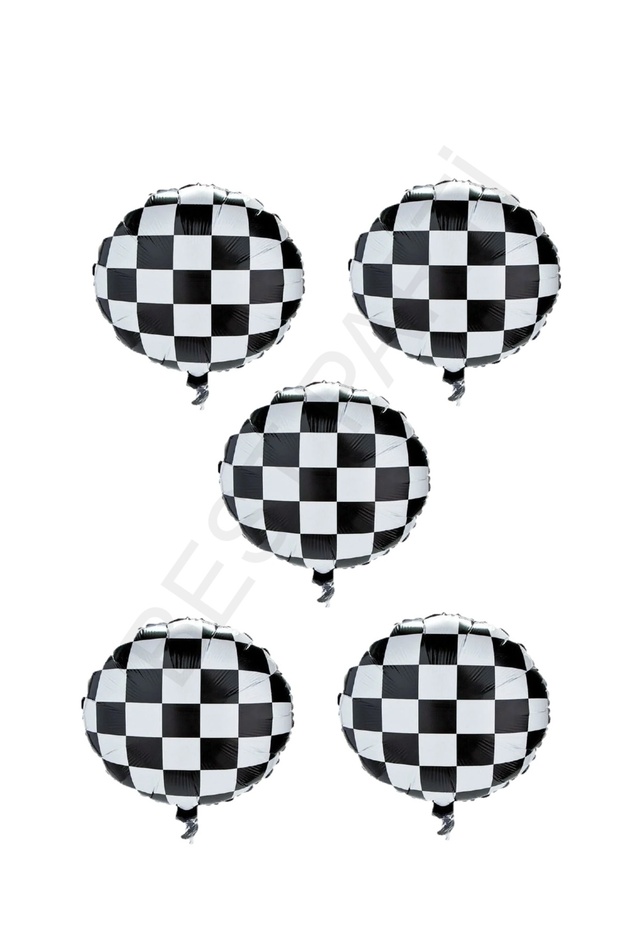 Best 45 cm Racing Themed Checkered Foil Balloon 5 Pieces