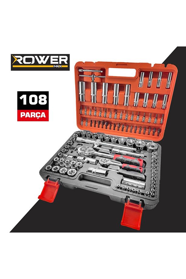Profesyonel 1/2 ve 1/4 Cırcırlı Lokma Anahtar Takımı Bits Uç Seti 108 Parça - 3