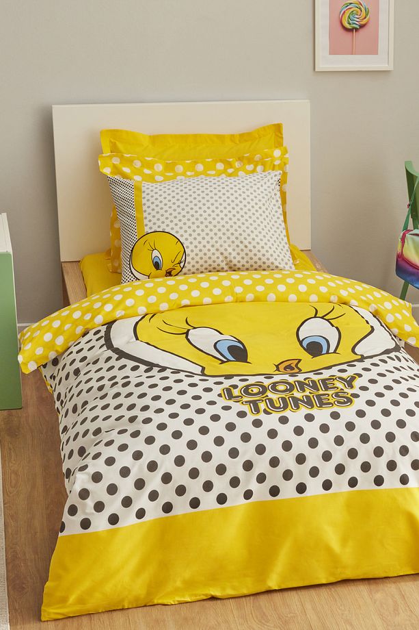 Looney Tunes Tweety %100 Pamuk Tek Kişilik Nevresim Takımı - 1