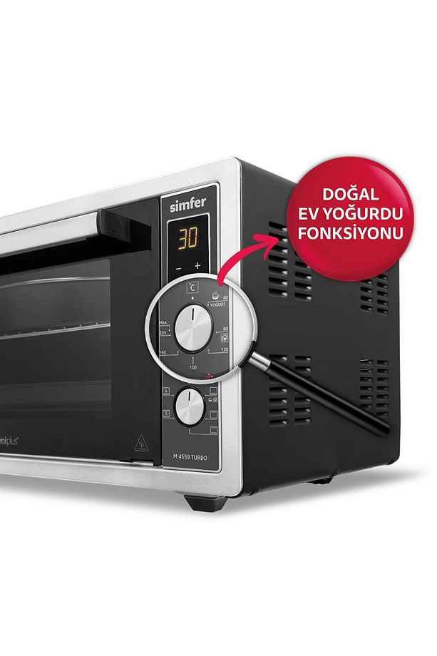 4559 Pop-up Düğme Dijital Turbo Inox 45 Lt Çift Cam Midi Fırın - 7