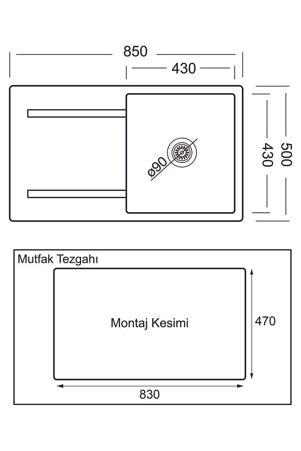 Astro Tek Göz Granit Metalik Beyaz Mutfak Evyesi - 3