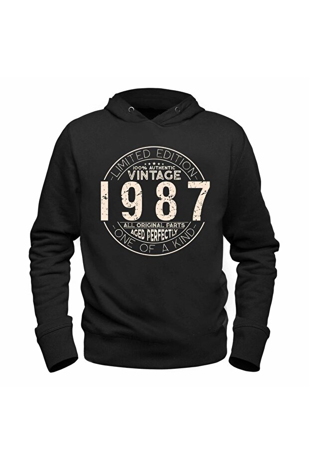 سويت شيرت أسود عتيق بنمط واحد 1987