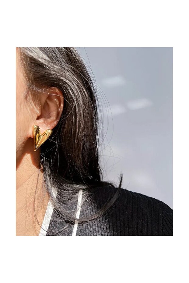 Çelik kalp küpe - 4