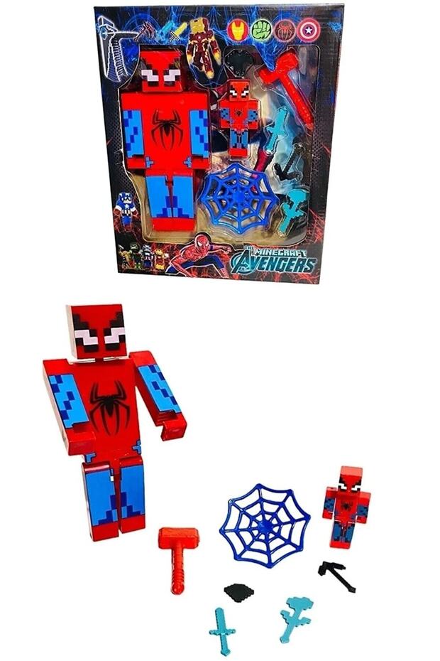 Spiderman Dev Boy Toplam 8 Parça 19cm Dev Boy Ve Küçük Boy Spiderman Figür Oyuncak - 3
