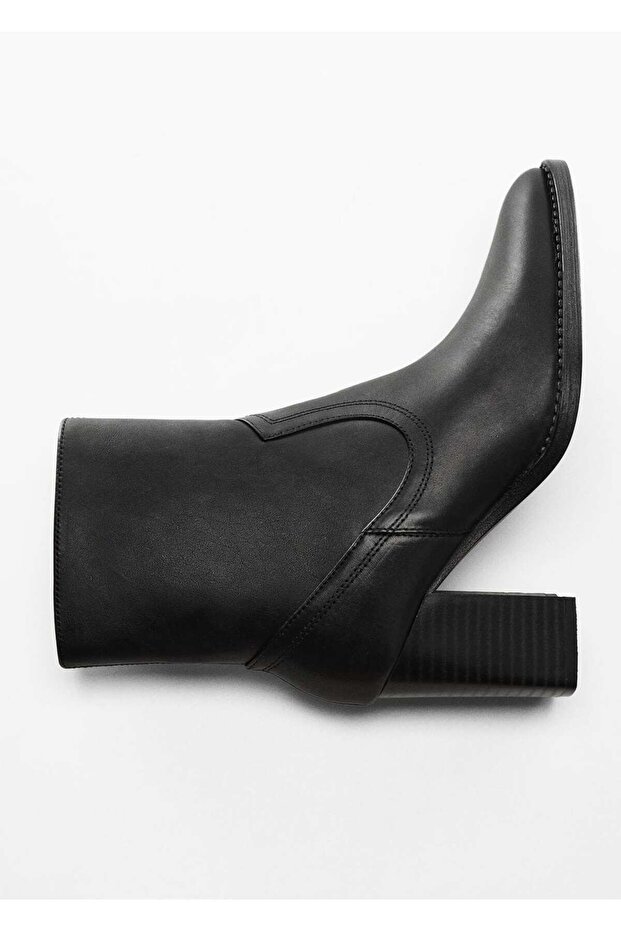 Blok topuk deri kısa bot - 4