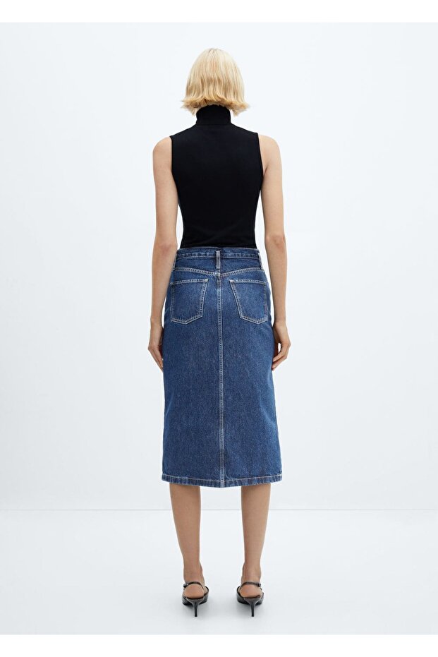 Midi denim etek - 4