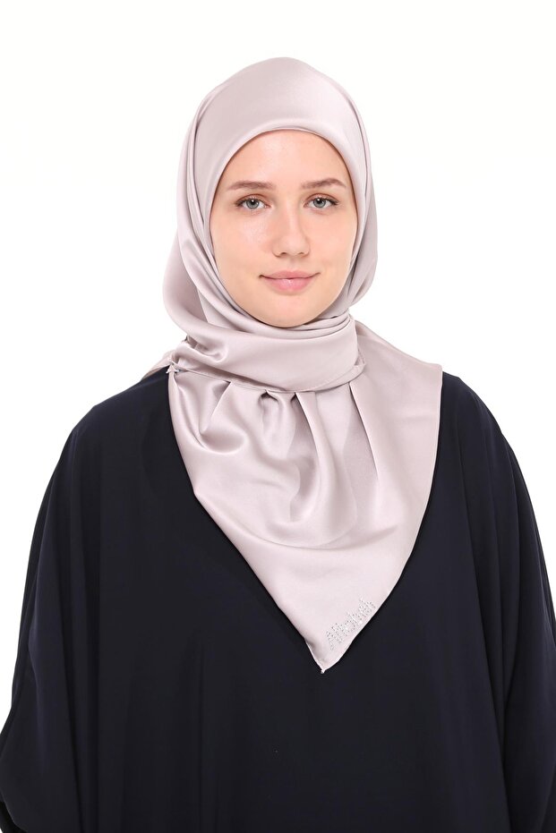 Women's Satin Crepe Plain Shiny Evening Dress Scarf-Light Mink