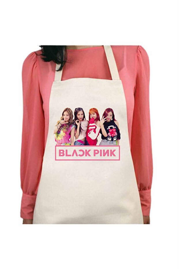 مريلة مطبخ قابلة للغسل بشعار Blackpink ومطبوعة بشكل دائم وطارد للماء