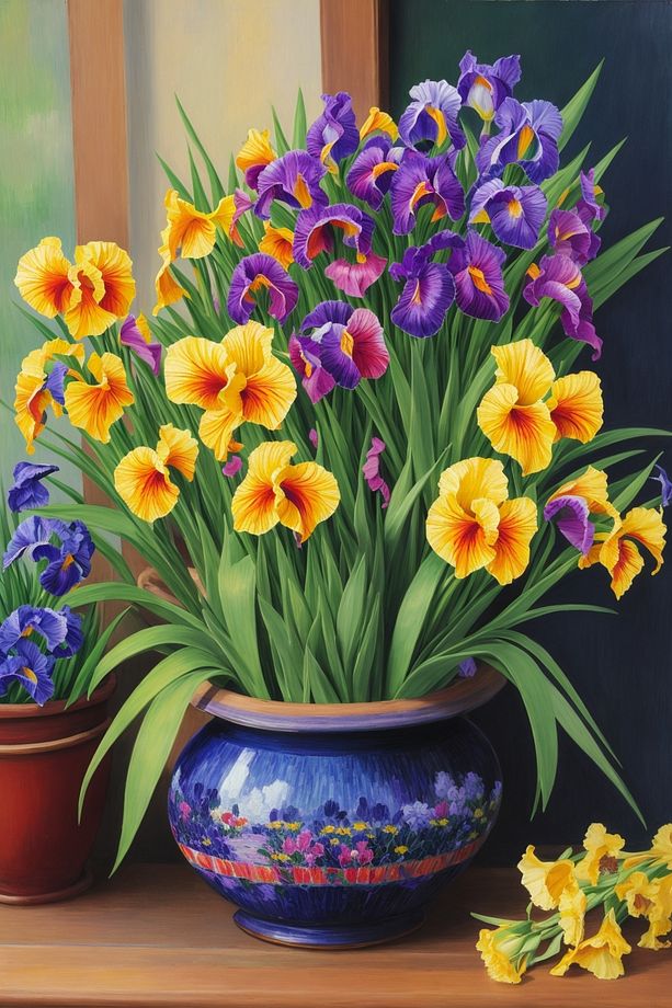 Renkli Baskılı Sayılarla Boyama Hobi Seti (Çerçeveli) 50x65 cm: Vazodaki Çiçekler - 1