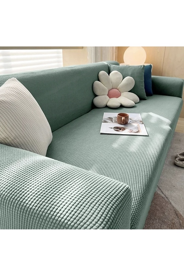 Stretch Fabric Stretchy Elastic Washable Square Pattern Three-Seater Sofa Cover Sofa Cover